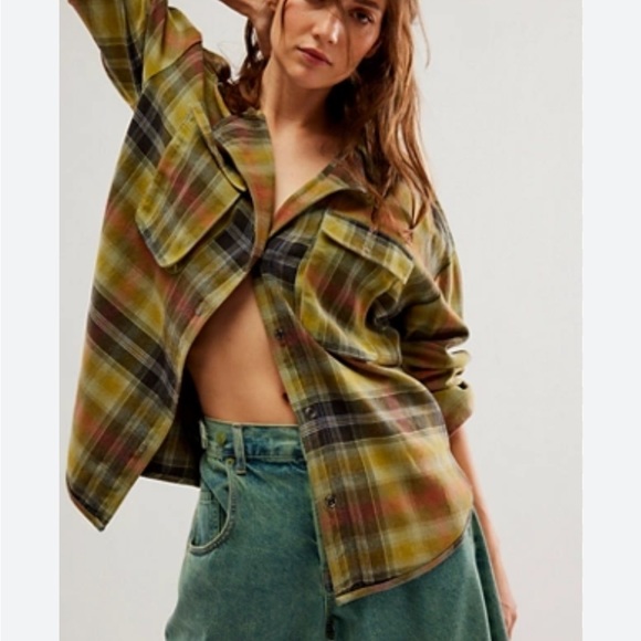 Free people Izzie Cargo top (olive combo) - Picture 1 of 6